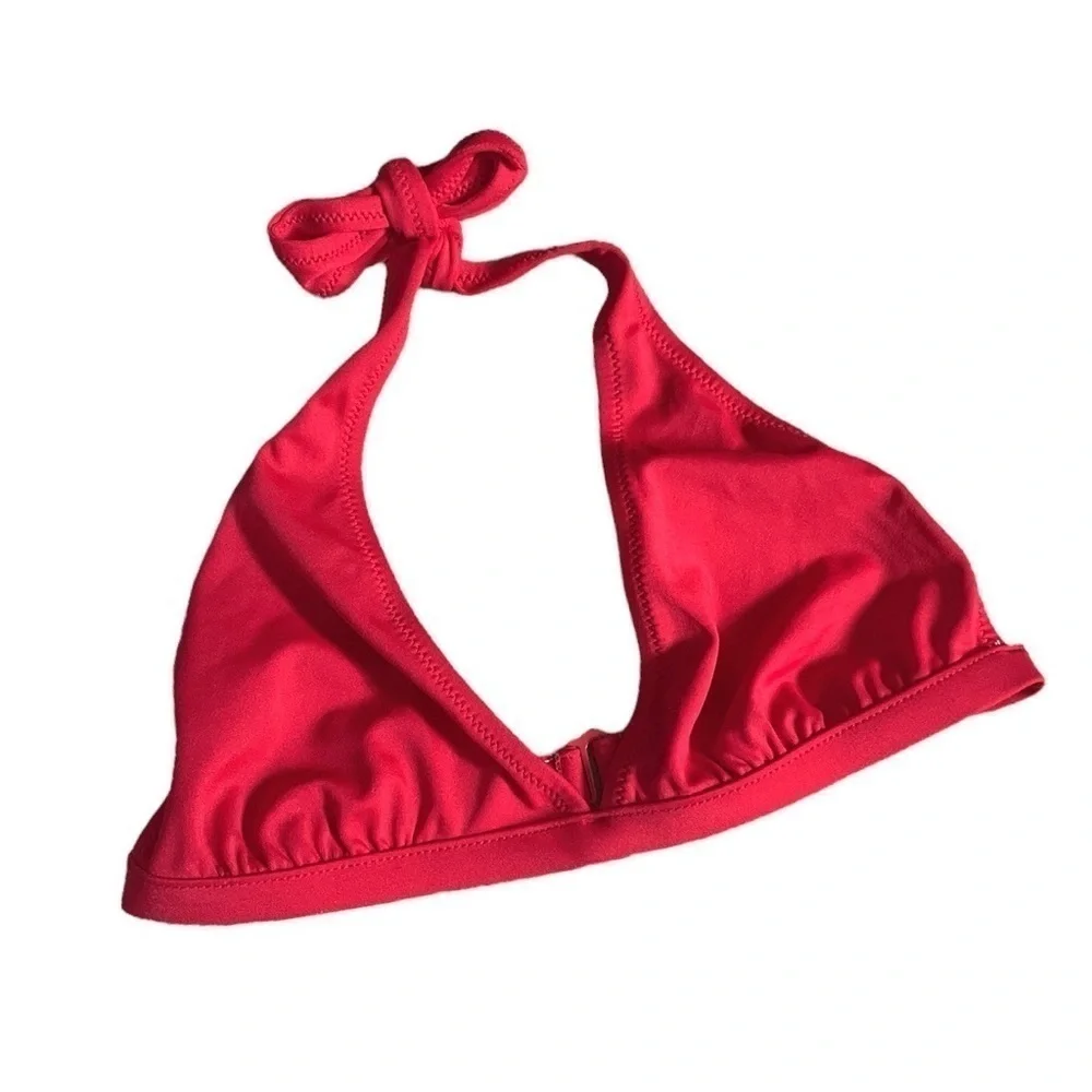 🌺 J Crew Classic Red Halter Tie Neck Bikini Top Size S NWT